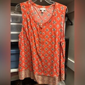 J. Jill Sleeveless Top with Orange Pattern